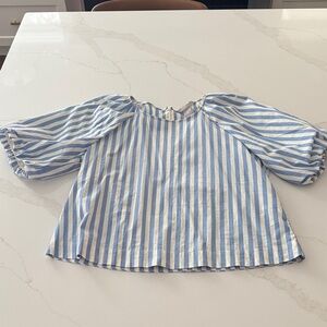 H&M Light Blue and White Striped Blouse